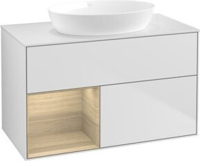 V&B Waschtischunterschrank Finion 100 in Weiß lackiert mit Regal in Weiß lackiert, Breite: 100 cm, Höhe: 50,1 cm, Tiefe: 50,1 cm - Bild 1