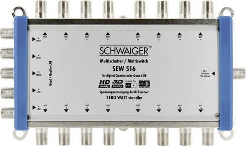 Schwaiger SEW516 531 SAT Multischalter mit 5 Eingängen (4 SAT/1 terrestrisch) für 16 Teilnehmer und Standby-Funktion - Bild 1