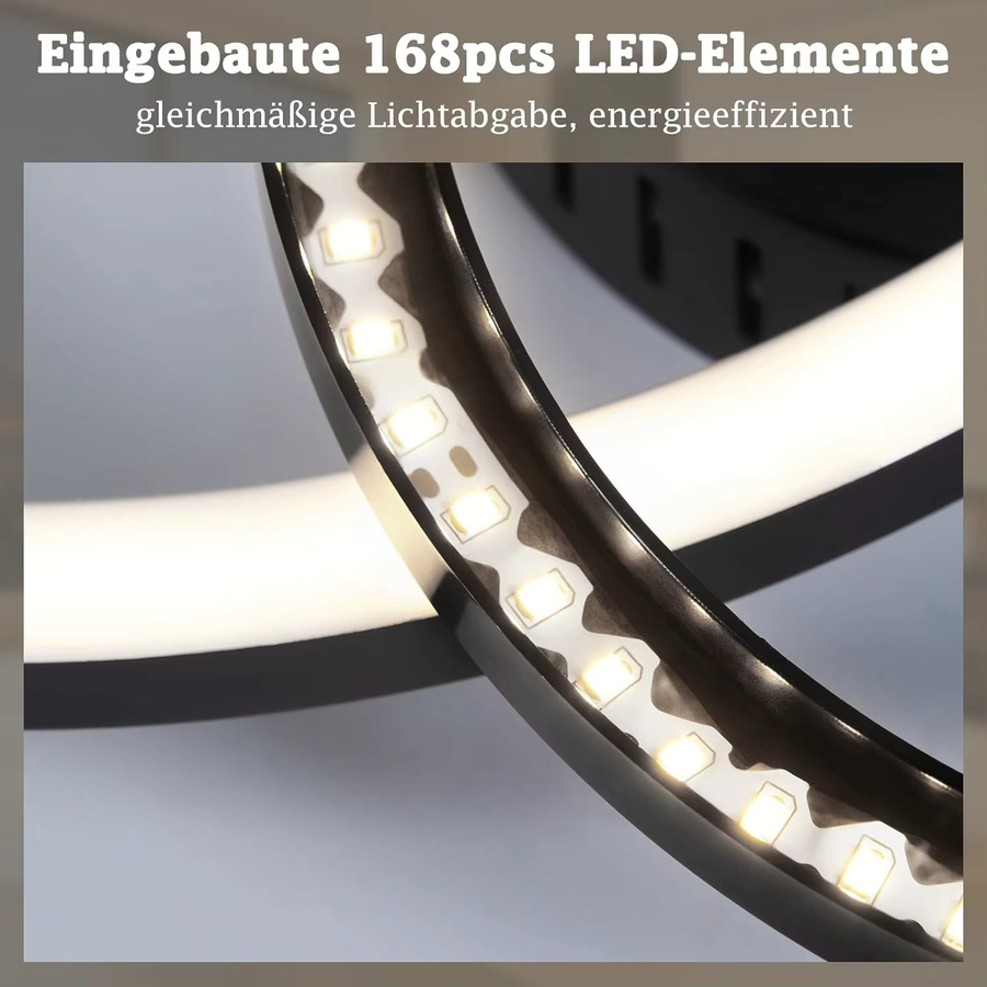 Cliheet 23W LED-Deckenleuchte 2-Ring Cross in Weiß, 4000K Neutralweiß, Durchmesser: 40 cm - Bild 3