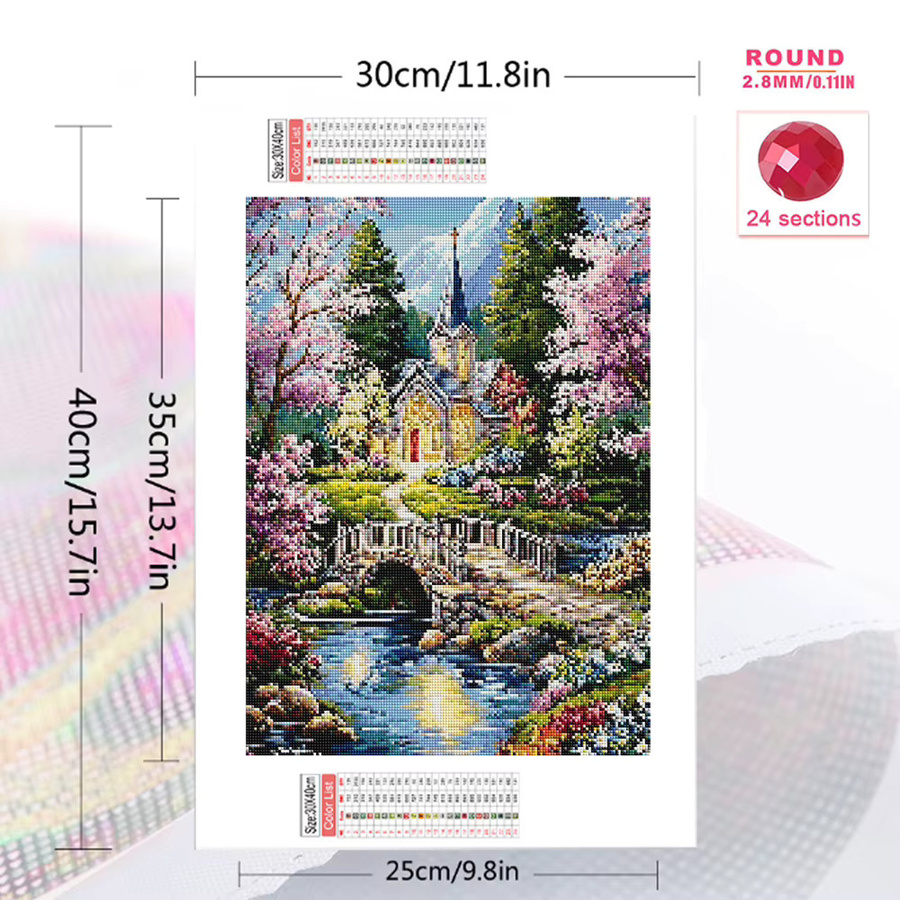 Momoart DIY-Diamant-Malerei Landschaft Garten als Mosaik-Stickerei in Multicolour, B/H: 30 x 20 cm - Bild 2
