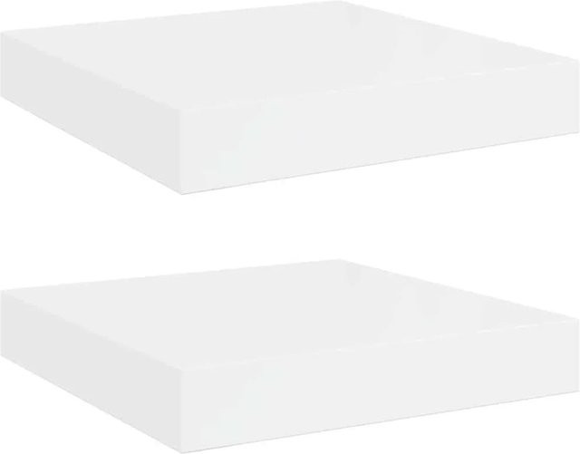 vidaXL Schweberegale 2er-Set in Hochglanz-Weiß aus MDF und Metall, B/T/H: 23 x 23,5 x 3,8 cm - Bild 1