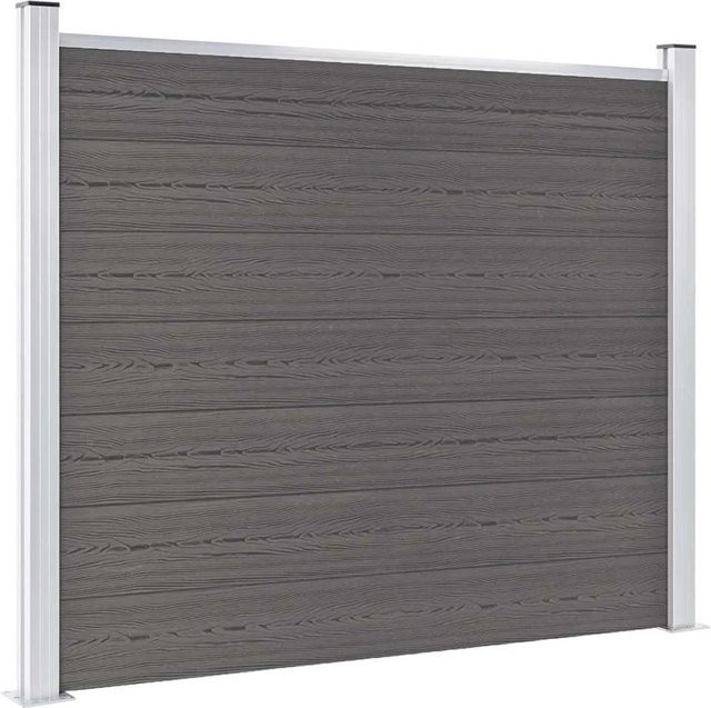 vidaXL Zaunelement aus WPC und Aluminium in Grau, Höhe: 180 cm, Breite: 146 cm - Bild 1