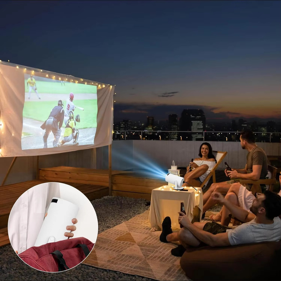 XFY Mini HY300 Projektor in Weiß mit 5G WLAN, Bluetooth und 4K 1080P Unterstützung, tragbarer Projektor mit 180 Grad drehbarer Halterung und Auto-Keystone-Korrektur - Bild 5