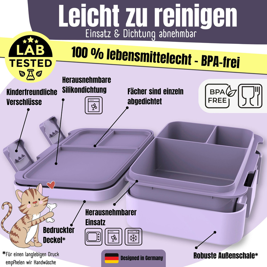 Bearfoot Brotdose aus Kunststoff und Silikon in Pink und Purple, mikrowellenfest, gefrierfachgeeignet und spülmaschinenfest - Bild 2