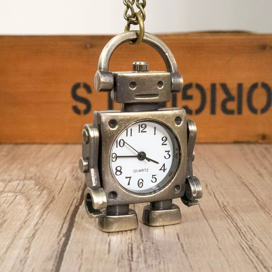 Taschenuhr Quarz, Messing, Weiß, Unisex - Bild 3