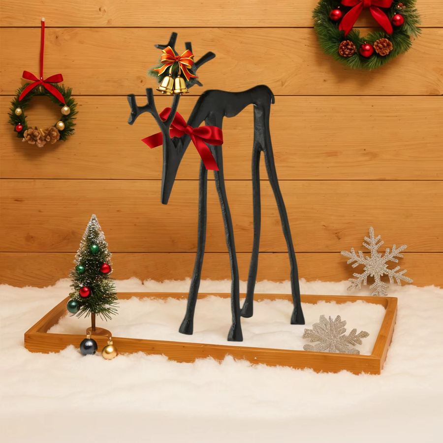 Moderne Rentier-Skulptur aus schwarzem Metall als Weihnachtsdekoration für dein Zuhause - Bild 2