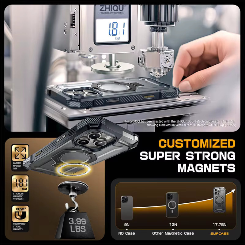 SUPCASE Magnetische Schutzhülle für iPhone 16 Pro Max in Schwarz mit Kamera-Steuerung und integriertem Ständer und UB Grip - Bild 5