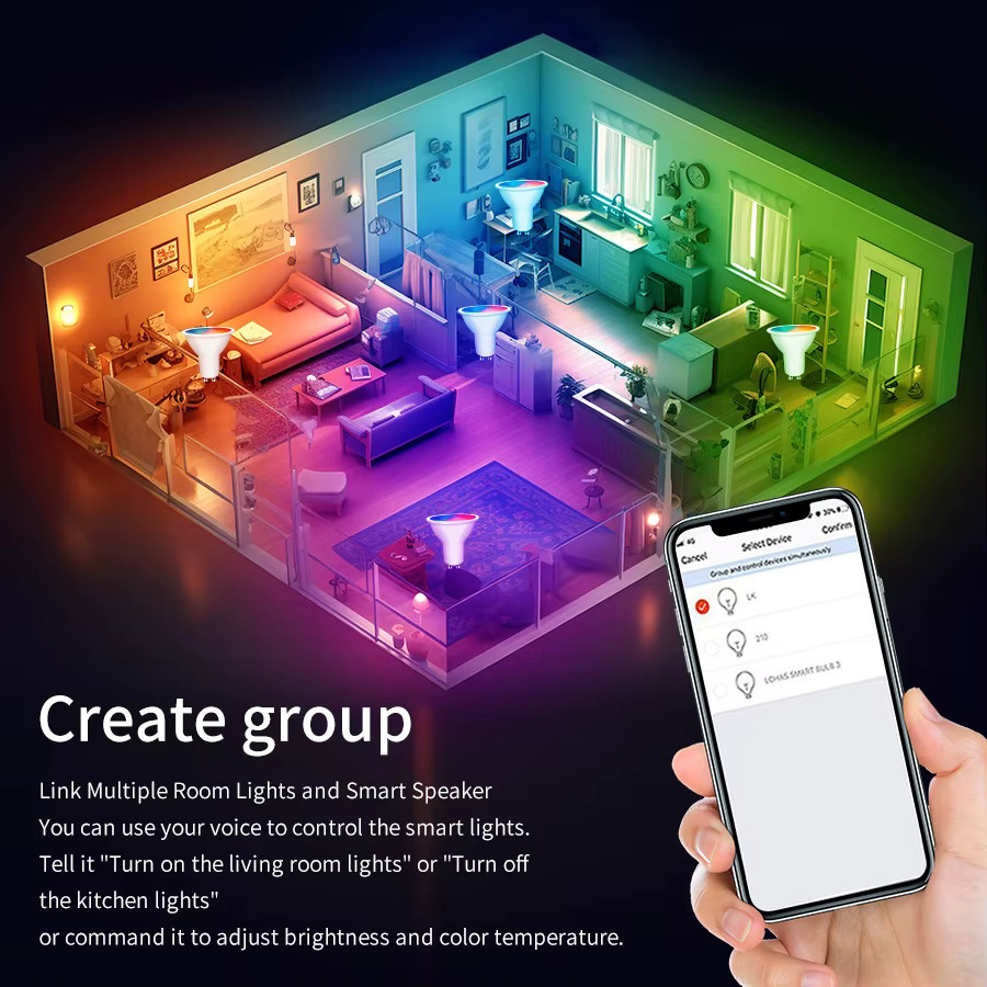Cozylife Smart LED Glühbirne E27 mit RGB, CW und WW, Wifi und Bluetooth Steuerung für Alexa und Google Assistant - Bild 3