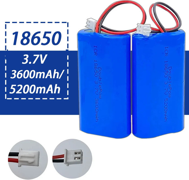 YTBNA Wiederaufladbare Lithium-Batterie 18650 3,7V mit 5200mAh und XH2.54 Stecker, Blau - Bild 1