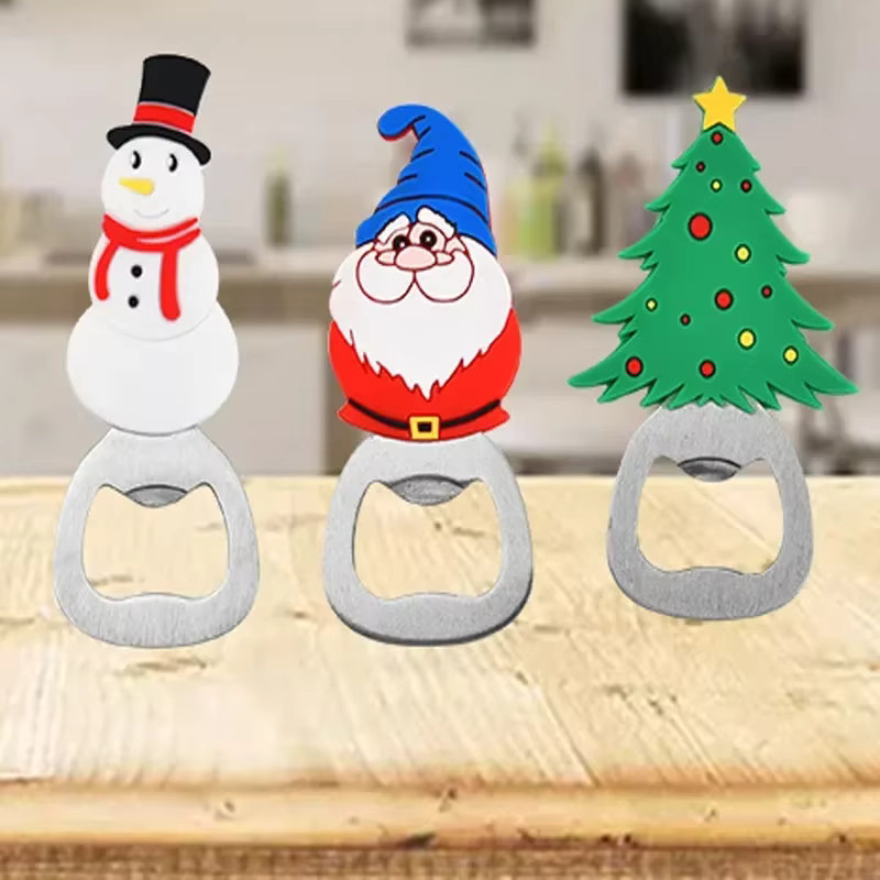 Flaschenöffner Santa Schneemann aus Edelstahl und Silikon in Multicolour - Bild 1