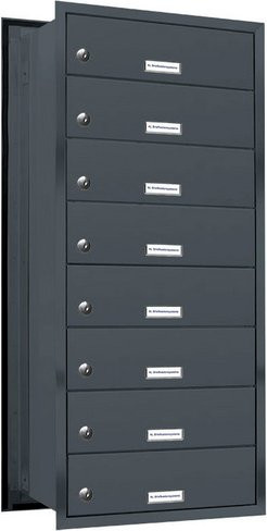 AL Briefkastensystem für 8 Parteien, Mauerdurchwurf, grau, B/H/T: 38,5 x 92 x 48,0 cm - Bild 1