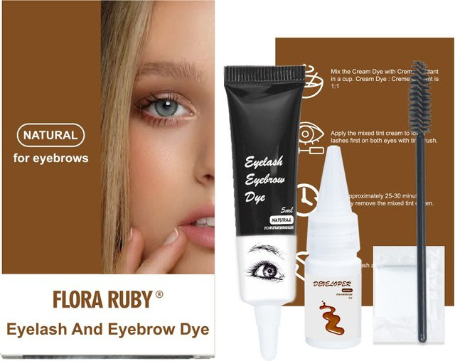 Wimpern- und Augenbrauen-Färbeset, Schwarz Braun, Unisex - Bild 1