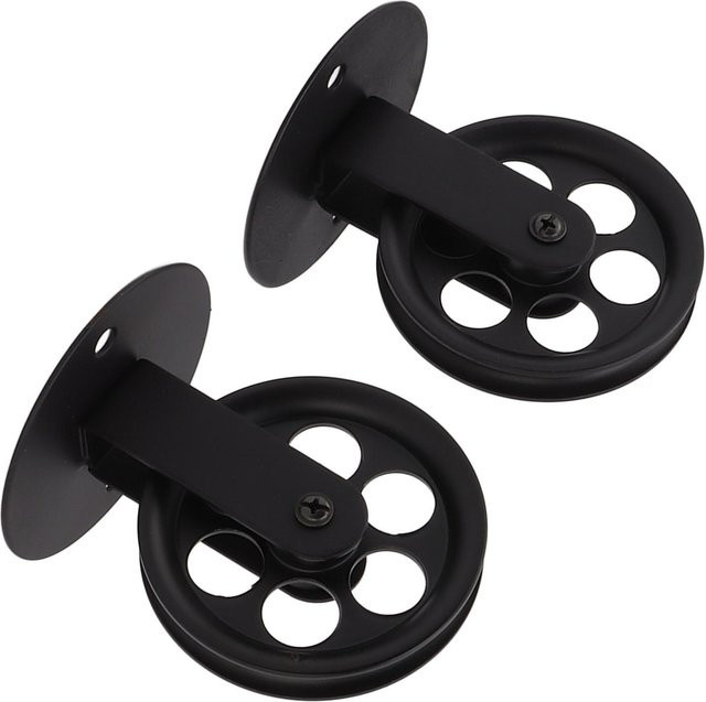 2 Stück Industrielle Umlenkrollen von mfySpace für Vintage Wand- und Deckenmontage, Schwarz Matt, aus Stahl - Bild 1