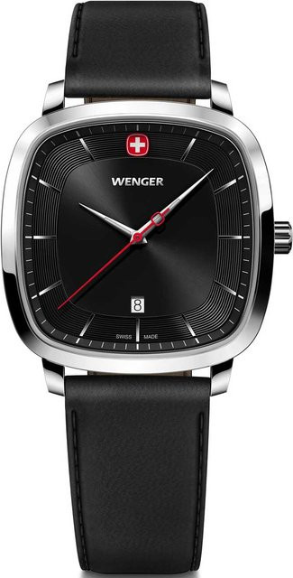 Wenger Herrenuhr, Quarz, Edelstahl, 37 mm, Schwarz, 5 ATM - Bild 1