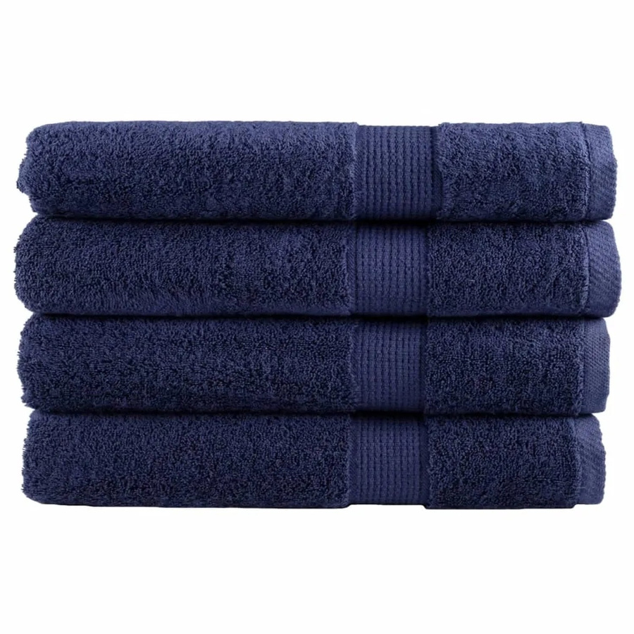vidaXL Premium Handtücher aus Baumwolle, 4er Set, Marineblau, B: 100 cm, L: 200 cm, 600 g/m2 - Bild 2