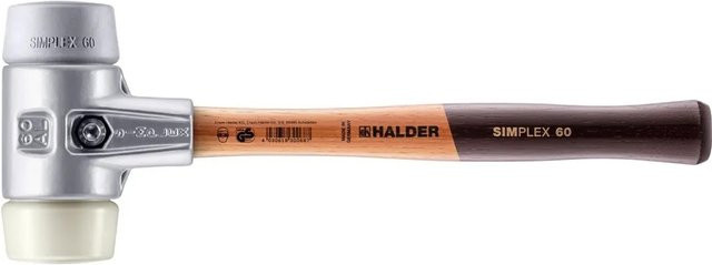 Halder Simplex Schonhammer mit Aluminiumgehäuse und TPE-mid/Nylon Kopf in Grau/Weiß Ø 60 mm - Bild 1