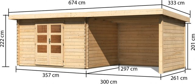 Karibu Gartenhaus Bastrup 3 aus Holz in Beige B/H/T: 640 x 222 x 297 cm - Bild 1
