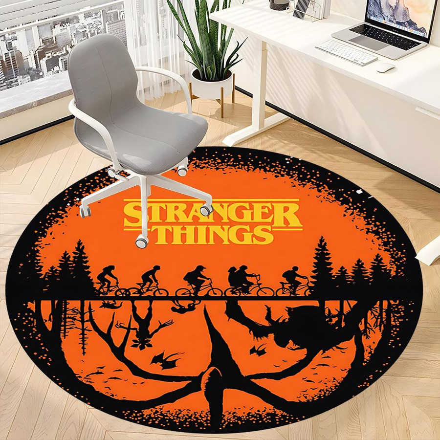 Yun Heng Four Stranger Things Stuhlteppich rund, rutschfest und waschbar, Durchmesser: 120 cm - Bild 3