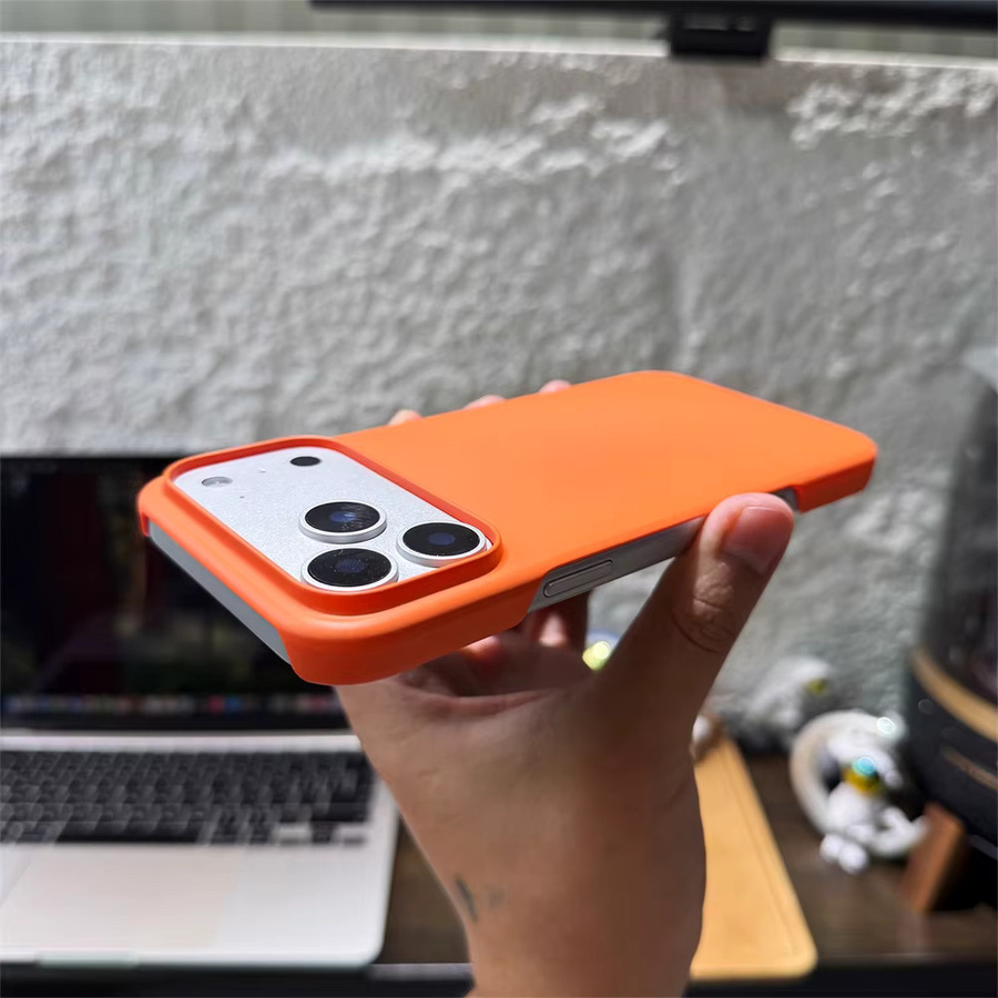 YUEDESHENG Ultradünne Handyhülle aus mattiertem PC für iPhone 17 Air 16 15 Pro 14 Plus 13 12 Pro Max Mini in Schwarz und Orange - Bild 3