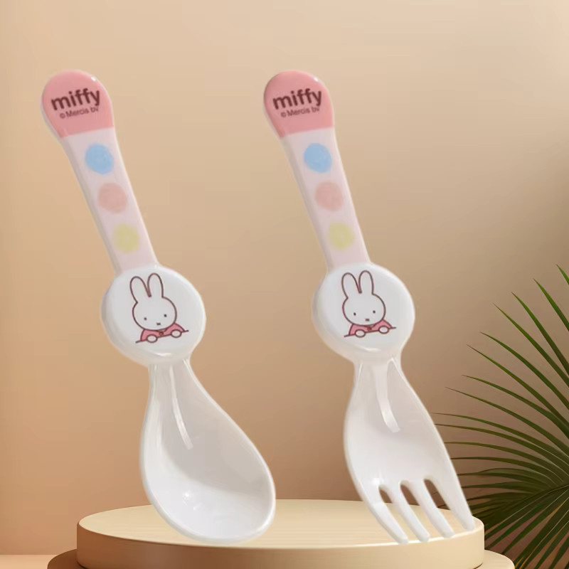 Miffy Kaninchen Gabel-Löffel-Set aus Melamin mit niedlichem Cartoon-Design - Bild 2