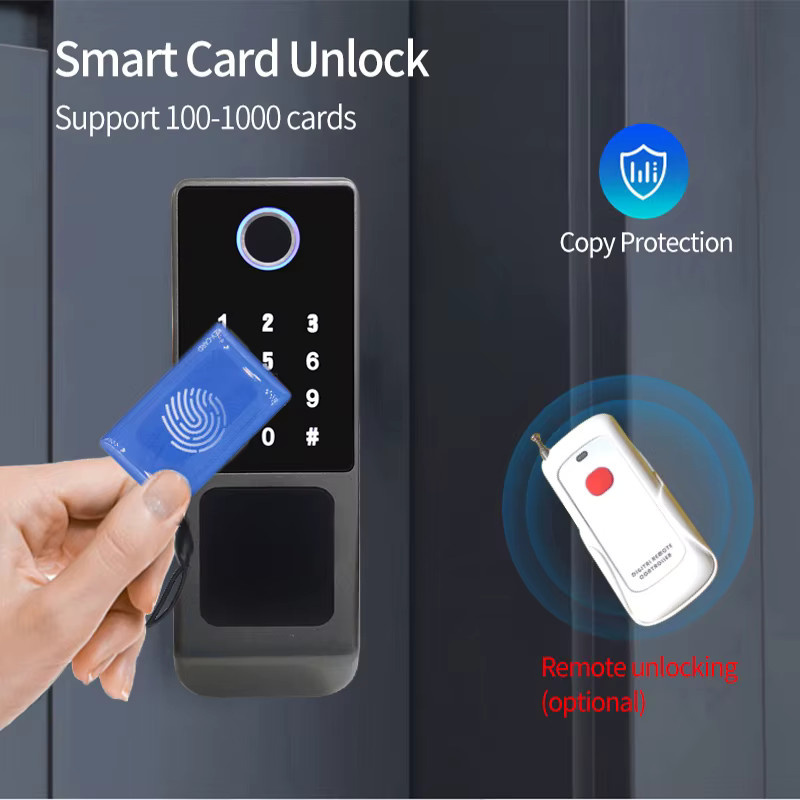 Intelligentes digitales Türschloss mit Fingerabdruck, wasserdicht, Tuya WLAN und Bluetooth, TTLock App-Steuerung sowie digitalem Code in Schwarz - Bild 3