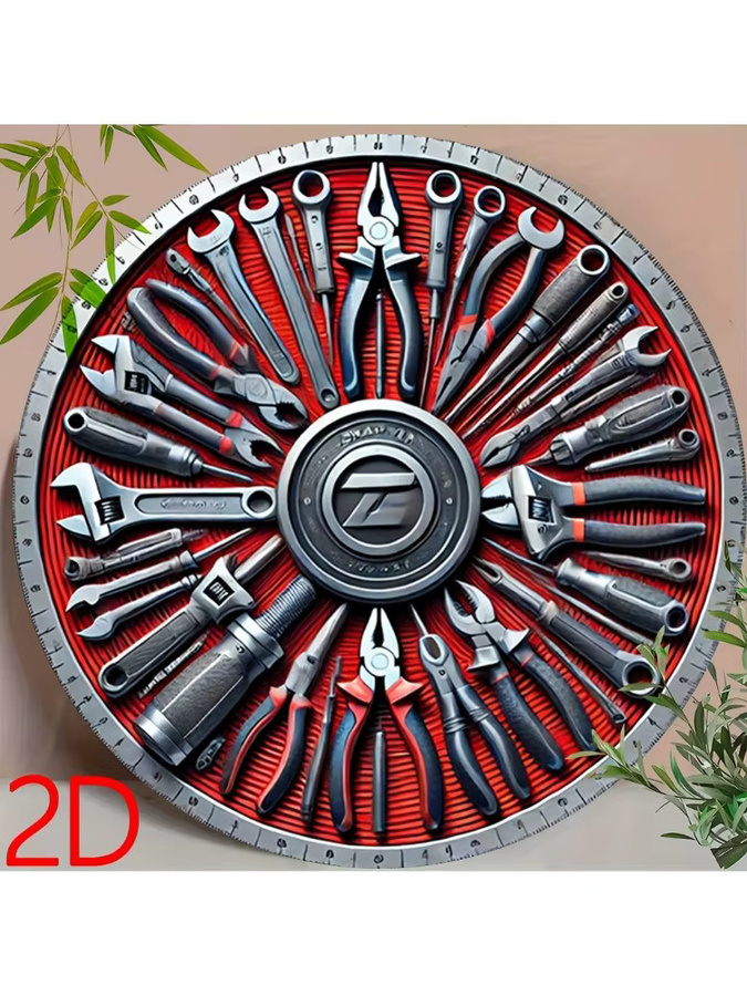 Rundes Metallschild CIFBUY im Retro-Werkzeugdesign, Wandkunst für Zuhause, Bar oder Café, Durchmesser: 20,32 cm, Farben: Rot und Schwarz - Bild 6