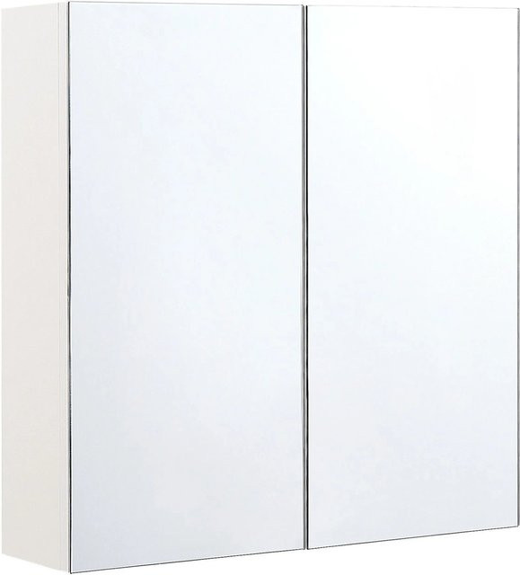Beliani Bad-Spiegelschrank NAVARRA Weiss mit Soft-Close-Türen und Glasregalen, B/T/H: 60 x 14 x 60 cm - Bild 1