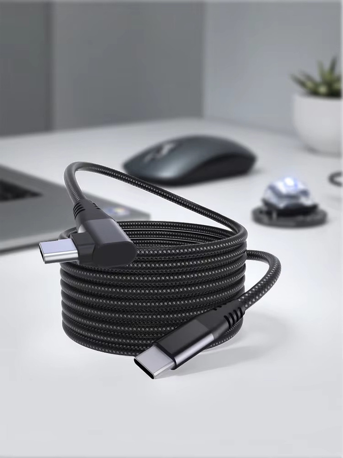 LAIHONEN USB-C zu USB-C Kabel 90-Grad Winkel, PD 60W Schnellladung und Datensynchronisation, Nylon-Ummantelung, Schwarz - Bild 7