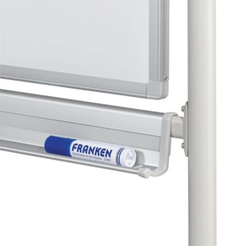 Franken Mobile Drehtafel im Querformat, 360 Grad schwenkbar mit Stativ, Stahl-Email, weiß, B 220 cm x H 120 cm - Bild 1