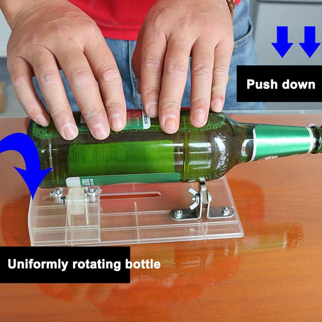 Universal einstellbarer Glasflaschen-Cutter aus Metall für DIY-Handwerk und Dekorationen, Blau und Transparent - Bild 1