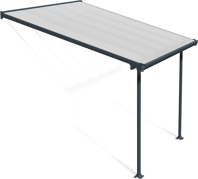 Palram Canopia Feria Terrassenüberdachung Anthrazit mit integrierten Regenrinnen und Verankerungsstangen B/T/H: 307 x 295 x 260-305 cm - Bild 2