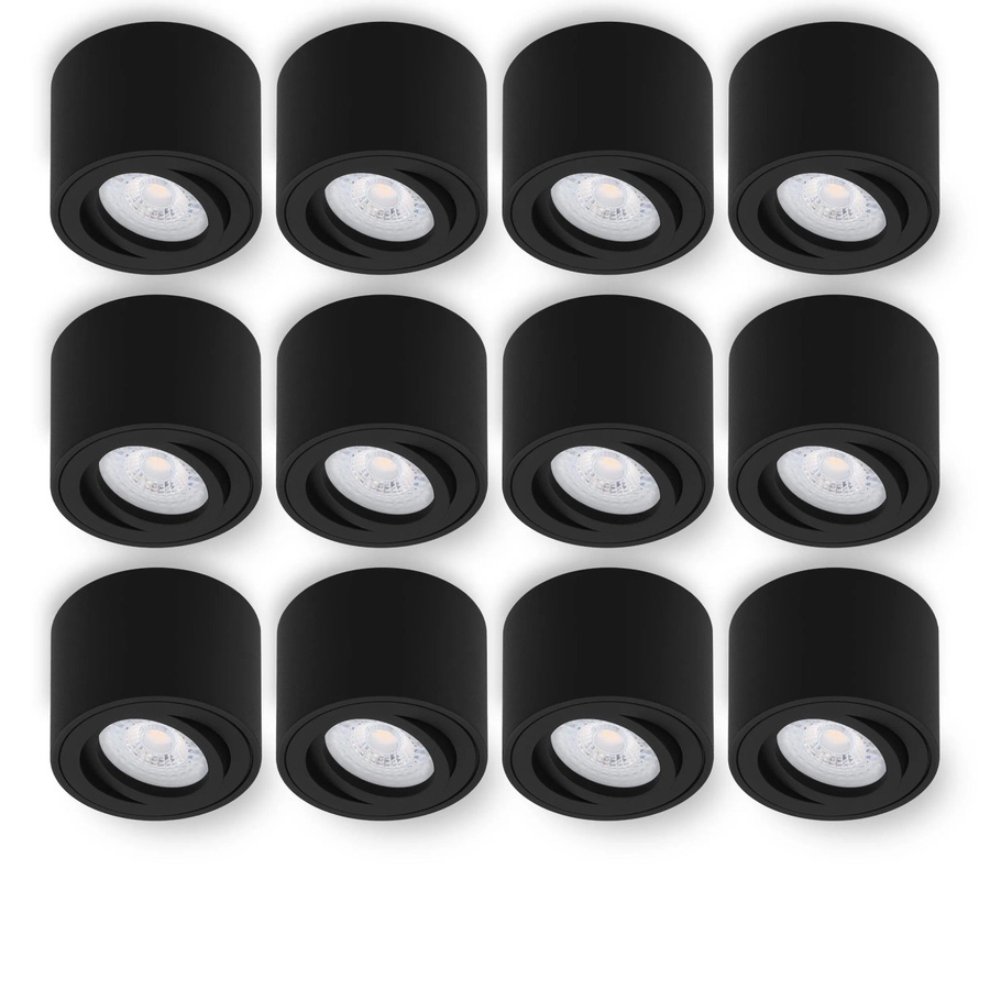 Oktaplex 12er Set Lile S Aluminium Aufbauspots Schwarz mit schwenkbaren LED-Modulen Warmweiß 3000K - Bild 2