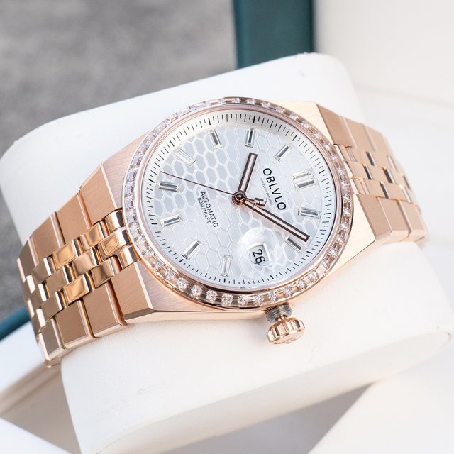 OBLVLO Automatik-Armbanduhr, Roségold, Kristall, Herren - Bild 1