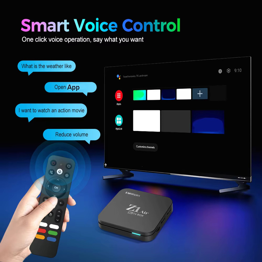 CLIBABIQBOX Z1 Air Android 15 TV-Box mit Allwinner H313 Octa-Core, 4G 5G Dual WiFi, Bluetooth 5.0 und 8K 4K Video Unterstützung, Media Player mit Sprachfernbedienung für IPTV, Schwarz - Bild 5