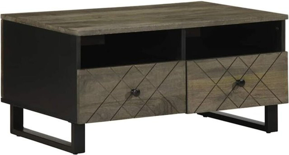 Vidaxl Couchtisch aus Massivholz in Schwarz im Industrial Design, B/T/H: 80 x 54 x 40 cm - Bild 1