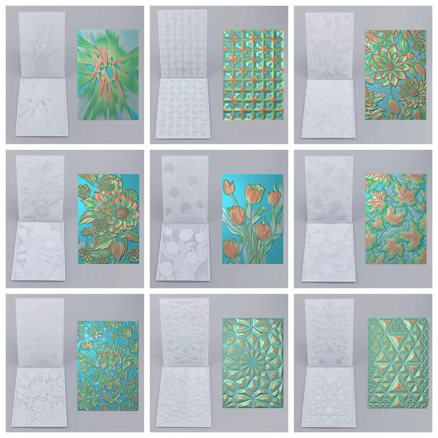 3D Prägung Vorlagen mit Tulpen Blumen Muster für DIY Scrapbooking und Kartenherstellung in Multicolour - Bild 1