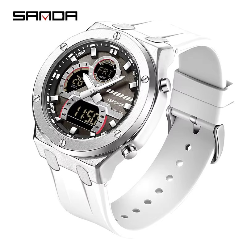 SANDA Armbanduhr, Analog-Digital, Quarz, Schwarz, Silikon, Herren - Bild 2