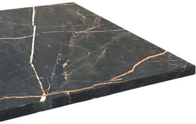 RestooTab Tischplatte quadratisch in dunklem Marmor-Dekor, Schwarz/Gold, B: 60 cm, T: 60 cm - Bild 1