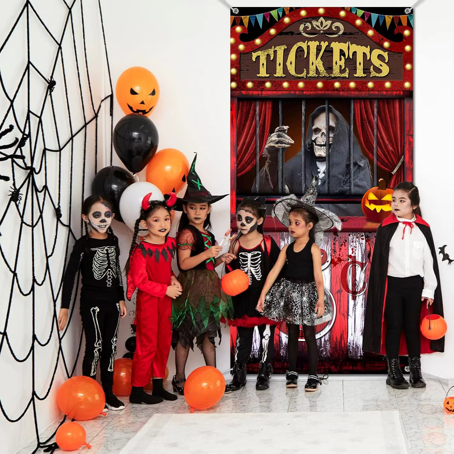 VIKAMA Halloween Party-Dekoration Böser Zirkus Ticketkabinen-Banner in Multicolor, B: 180 cm, H: 90 cm - Bild 3