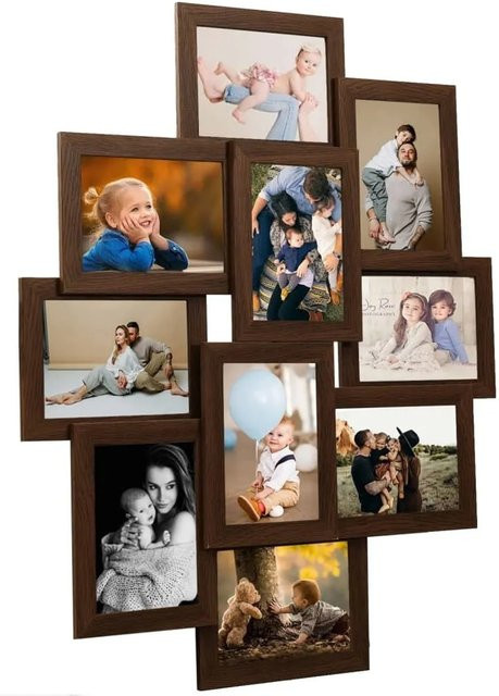 vidaXL Collage Bilderrahmen Modern in Braun für 10 x 15 cm Fotos - Bild 1