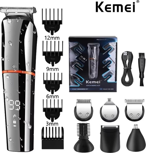 Kemei KM-5898 All-in-One-Haarschneider für Herren, Schwarz - Bild 1