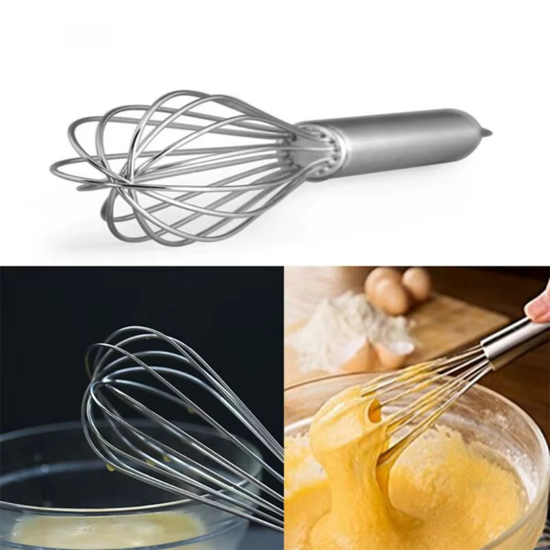 Multifunktionaler Schneebesen aus Edelstahl in Silber zum Aufschlagen und Mischen von Eiern und Milch - Bild 4