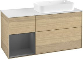 V&B Waschtischunterschrank Finion mit Wandbeleuchtung, Farbe Anthrazit und Eichenfurnier, B: 120 cm, T: 60 cm - Bild 1