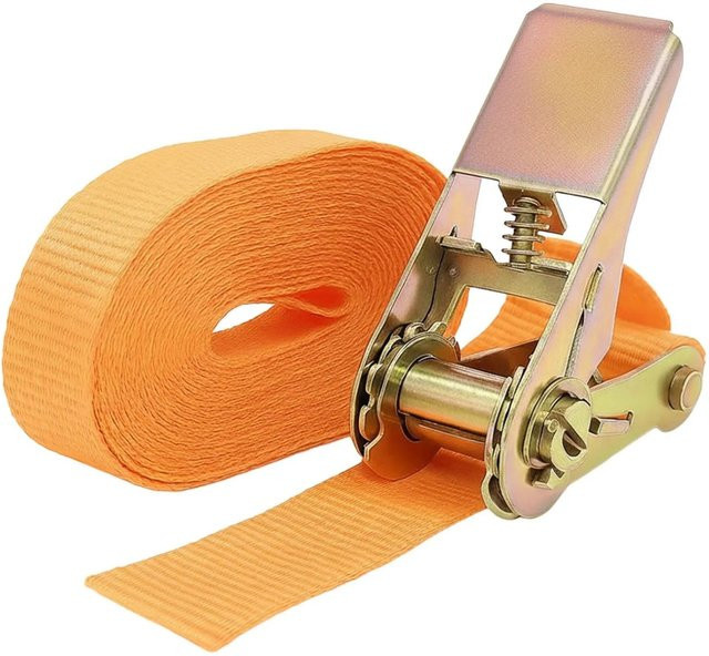 TRUTZHOLM Spanngurt mit Ratsche, 4 m Länge, 800 kg Tragkraft, Orange, wetterfest und robust - Bild 1
