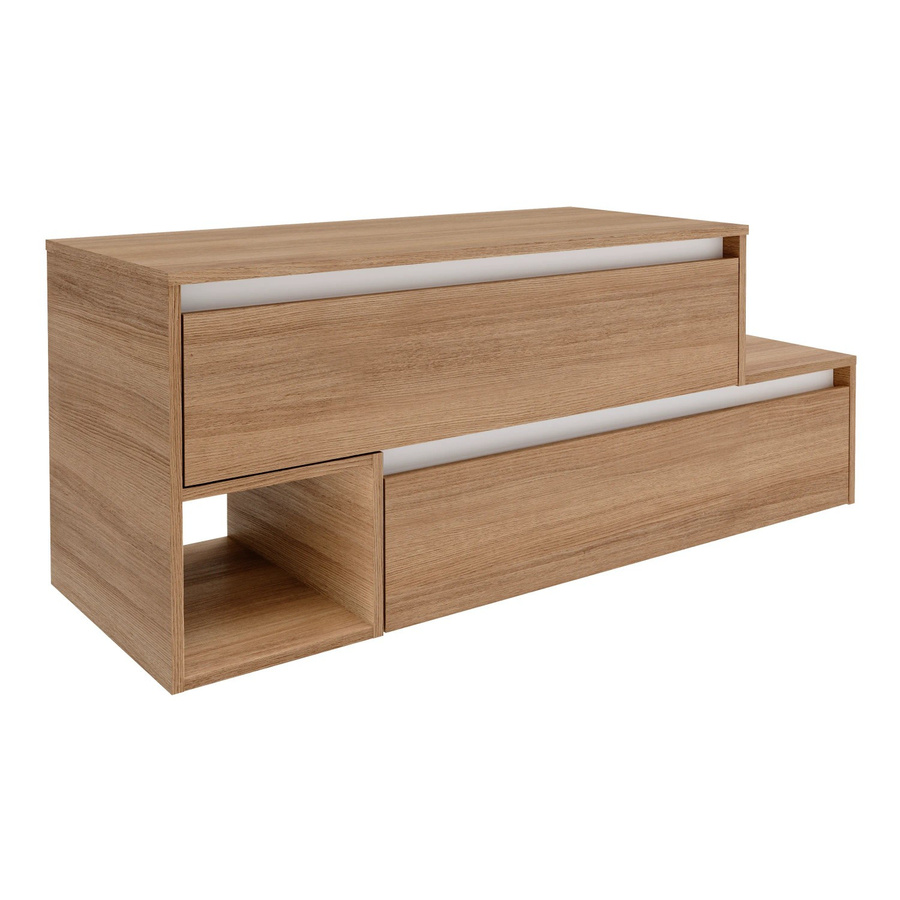 Fackelmann Waschbeckenunterschrank Vita in Oak Weiß, B/T/H: 128,7 x 51,6 x 46,5 cm - Bild 2
