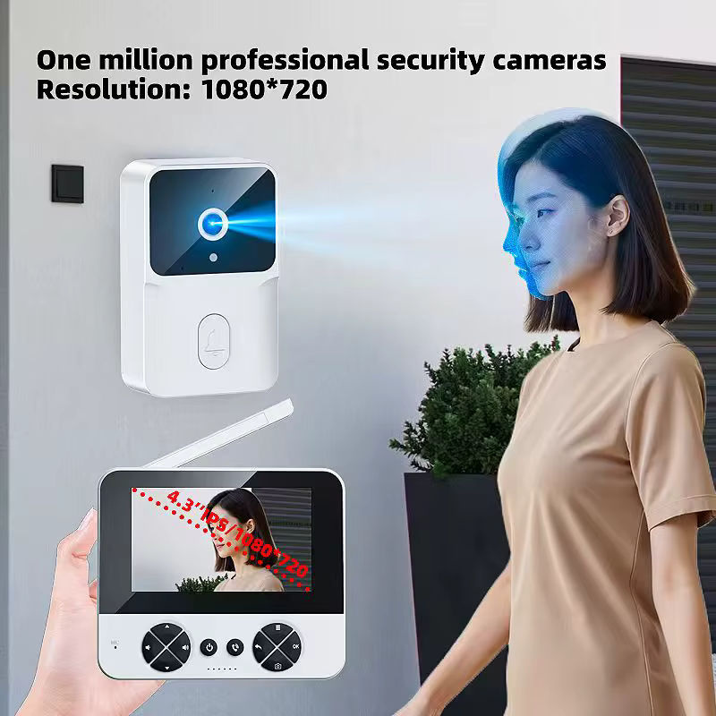 DANMINI Video-Türklingel mit 4,3-Zoll-Display, Zwei-Wege-Audio und Infrarot-Nachtsicht für Innen- und Außenbereich in Schwarz oder Weiß - Bild 2
