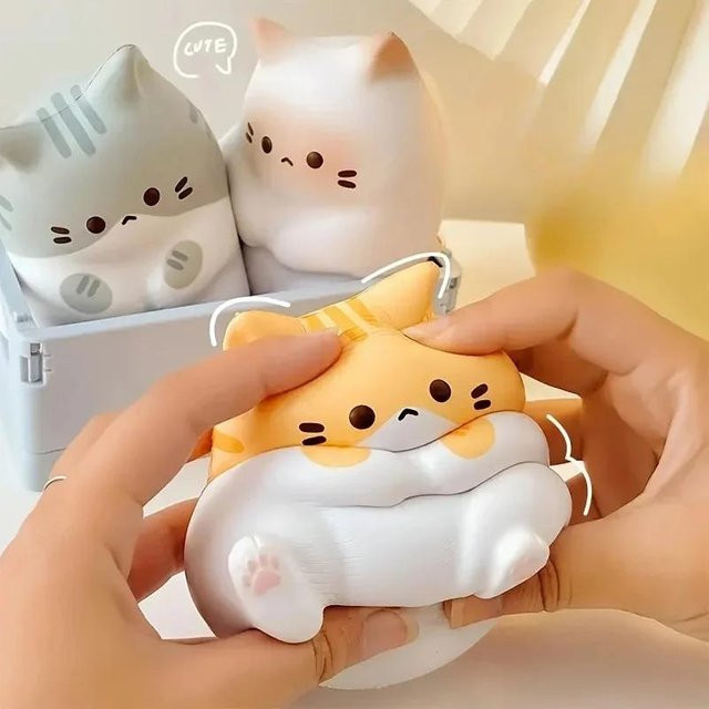 Cartoon-Katze Squeeze-Spielzeug, Weiche Knautsch-PU-Slow-Rebound-Bälle, 1-teiliges Set - Bild 1