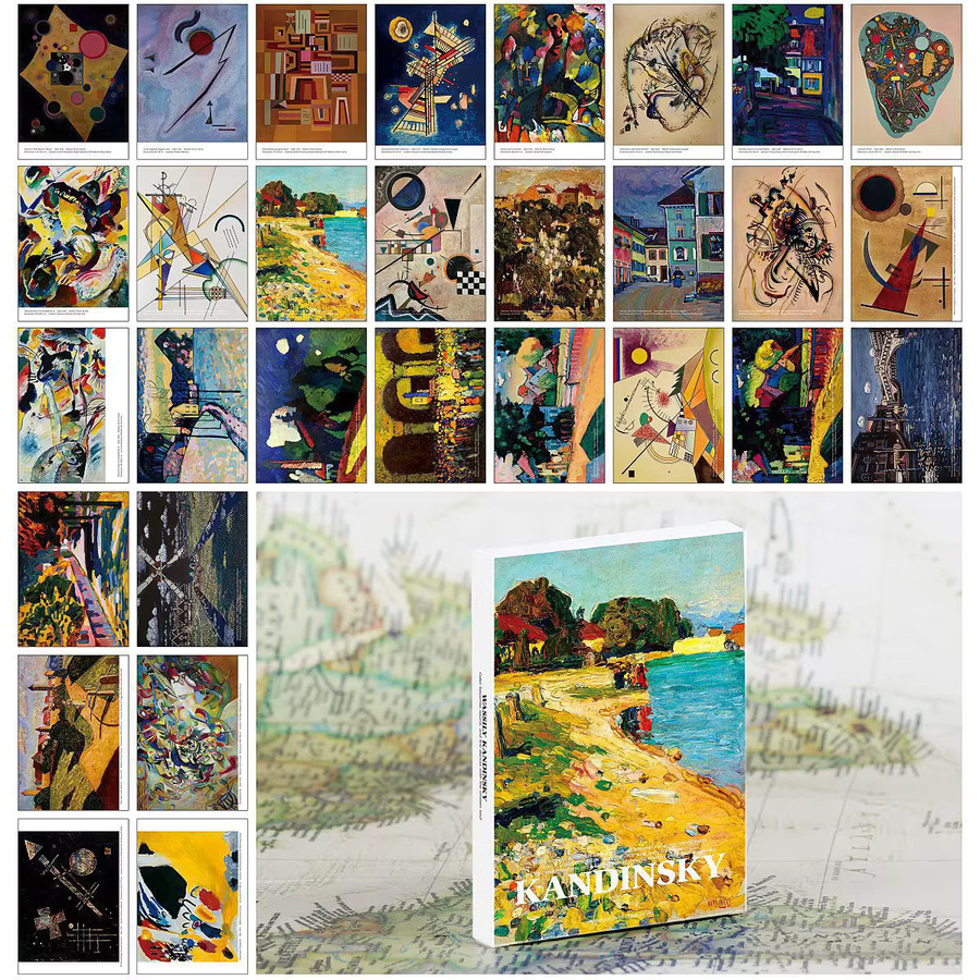 30 Stück Set Künstler Postkarten mit Kandinsky Ölgemälden in Mehrfarbig, künstlerische Grußkarten aus Papier für Kunstliebhaber - Bild 2