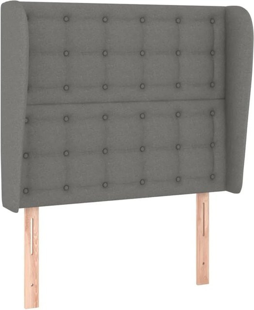 vidaXL Kopfteil mit Ohren in Dunkelgrau, gepolstertes Stoff-Kopfteil, B/T/H: 83 x 23 x 118/128 cm - Bild 1