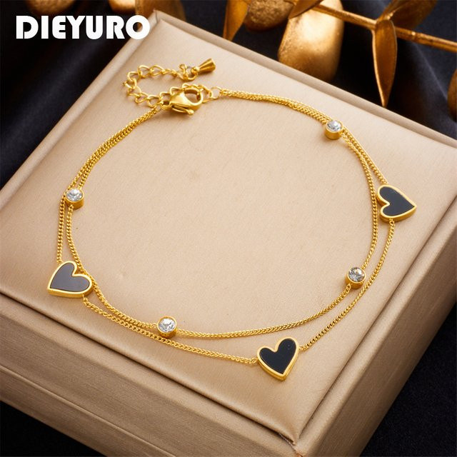 DIEYURO Fußkettchen Edelstahl, Gold, Damen - Bild 1
